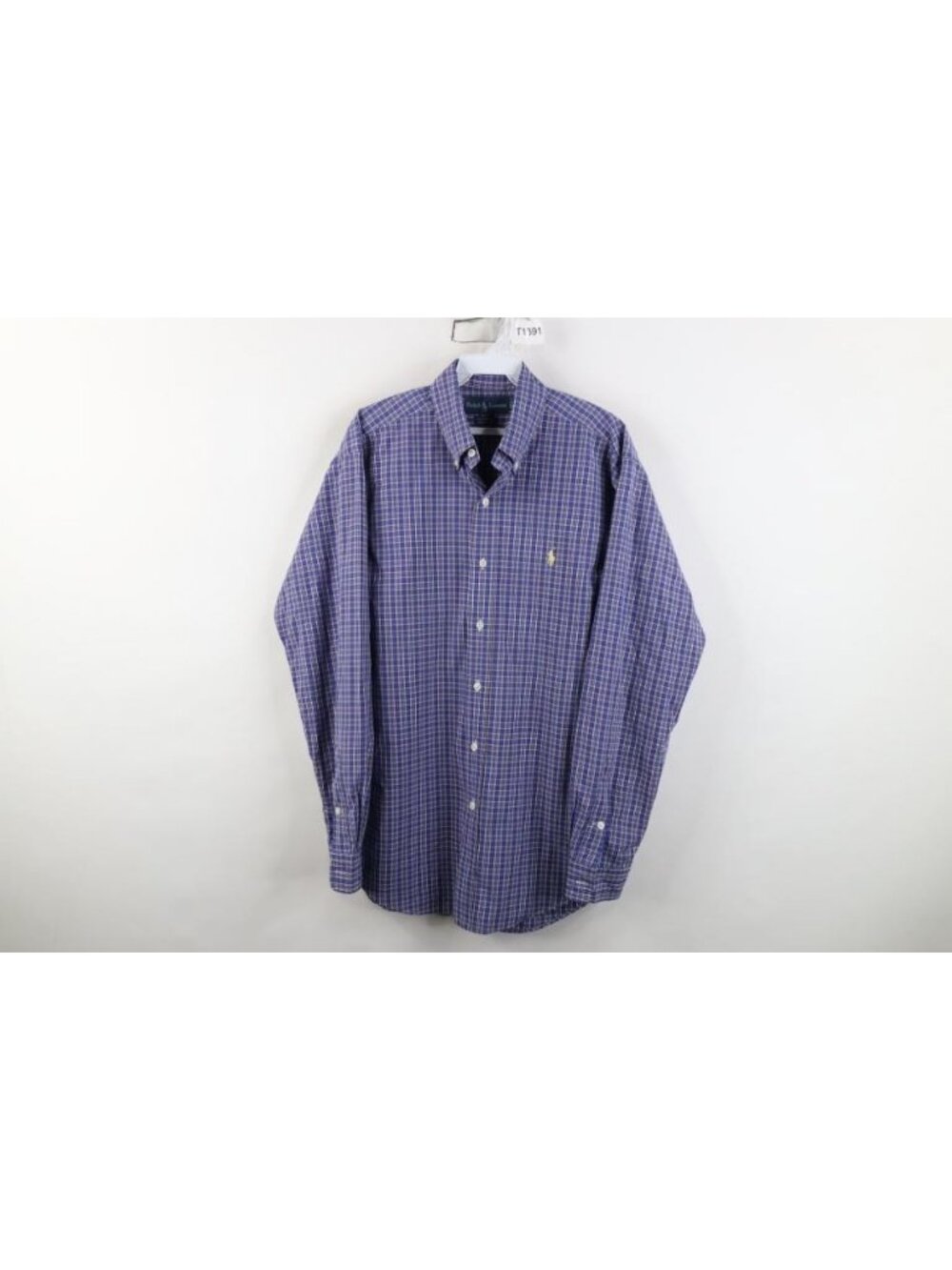 Vintage 90s Ralph Lauren Collared Button Down Shirt Mens Size M Blue Plaid